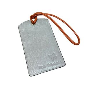 Gorjana Gray “Bon Voyage” Leather Luggage Tag Travel ID